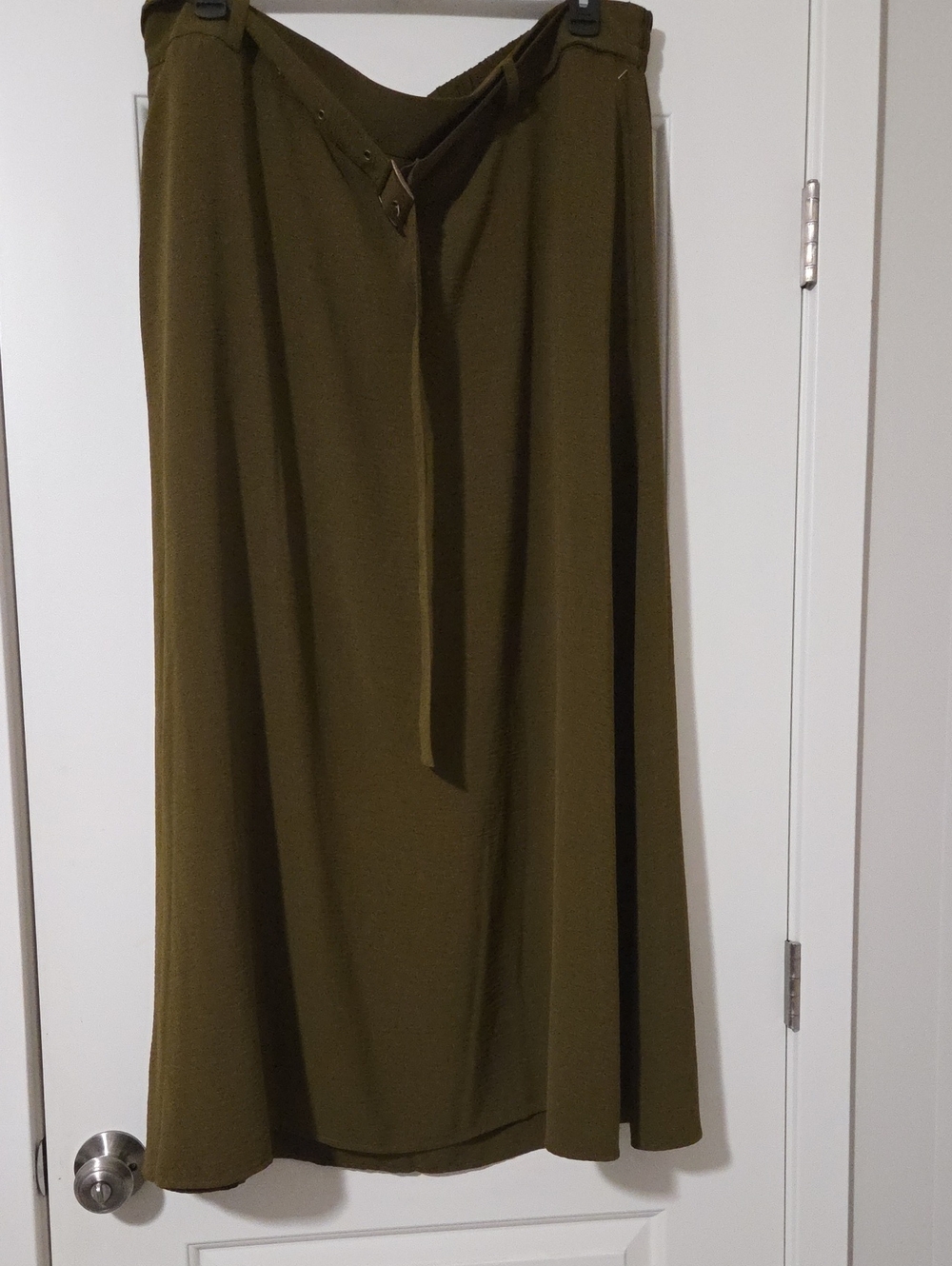 Worthington Olive Green Maxi Skirt with Deep Pockets and Belt